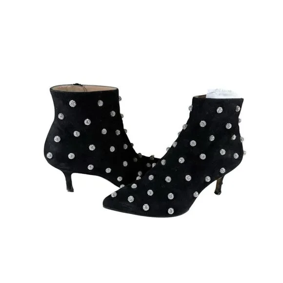 Stuart Weitzman Carine Crystal Black Suede Ankle Boots US 5 - Picture 3 of 11